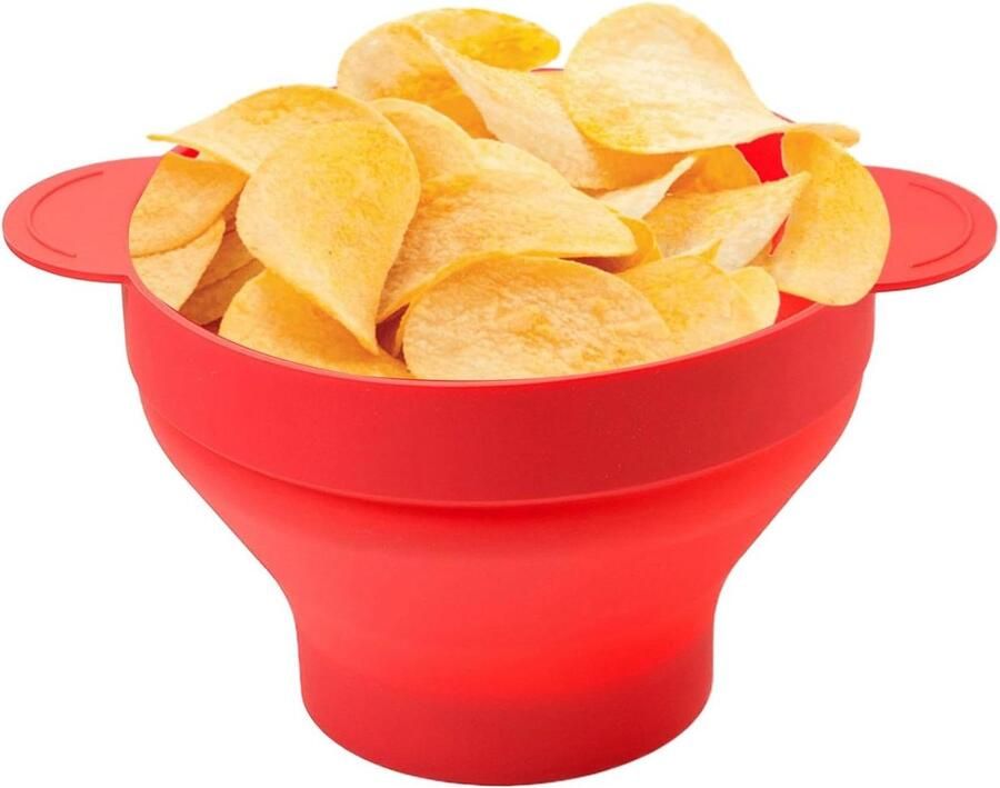 Popcorn Emmer Maïskom Snackschaal Thuisbioscoop Avond Magnetron & Ovenbestendig 24 x 20 x 5 cm Rood