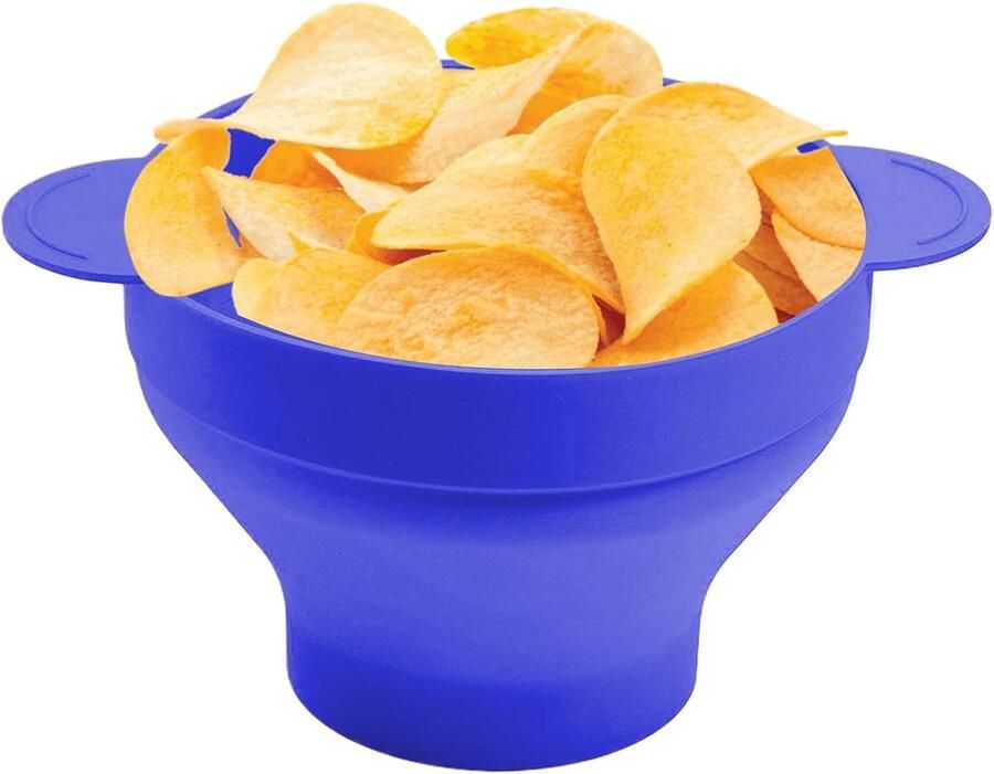 Popcorn Emmer Silicone Bakje Thuisbioscoop Avond Vaatwasmachinebestendig 24x20x5 cm Donkerblauw