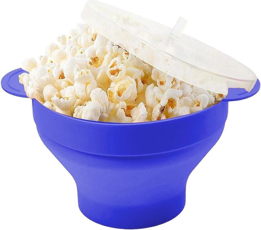Popcorn emmer Siliconen bak Thuisbioscoop avond Magnetron bestendig Opvouwbaar ontwerp Donkerblauw