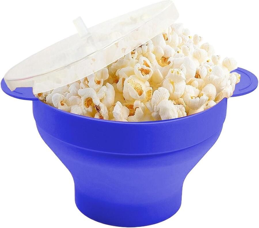 Popcorn Emmer Snack Bak Thuisbioscoop Avond Herbruikbaar Siliconen Ontwerp 24 x 20 x 5 cm Donkerblauw