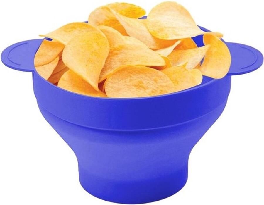 Popcorn Kom Magnetron Kom Snacken Thuis Hittebestendig Silicone Opvouwbaar Donkerblauw