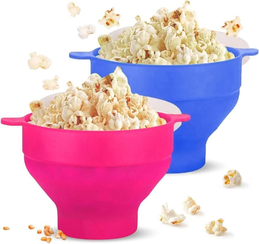 Popcorn Kom Magnetron Kom Thuis Films Kijken Inklapbaar Ontwerp 2 Stuks Blauw