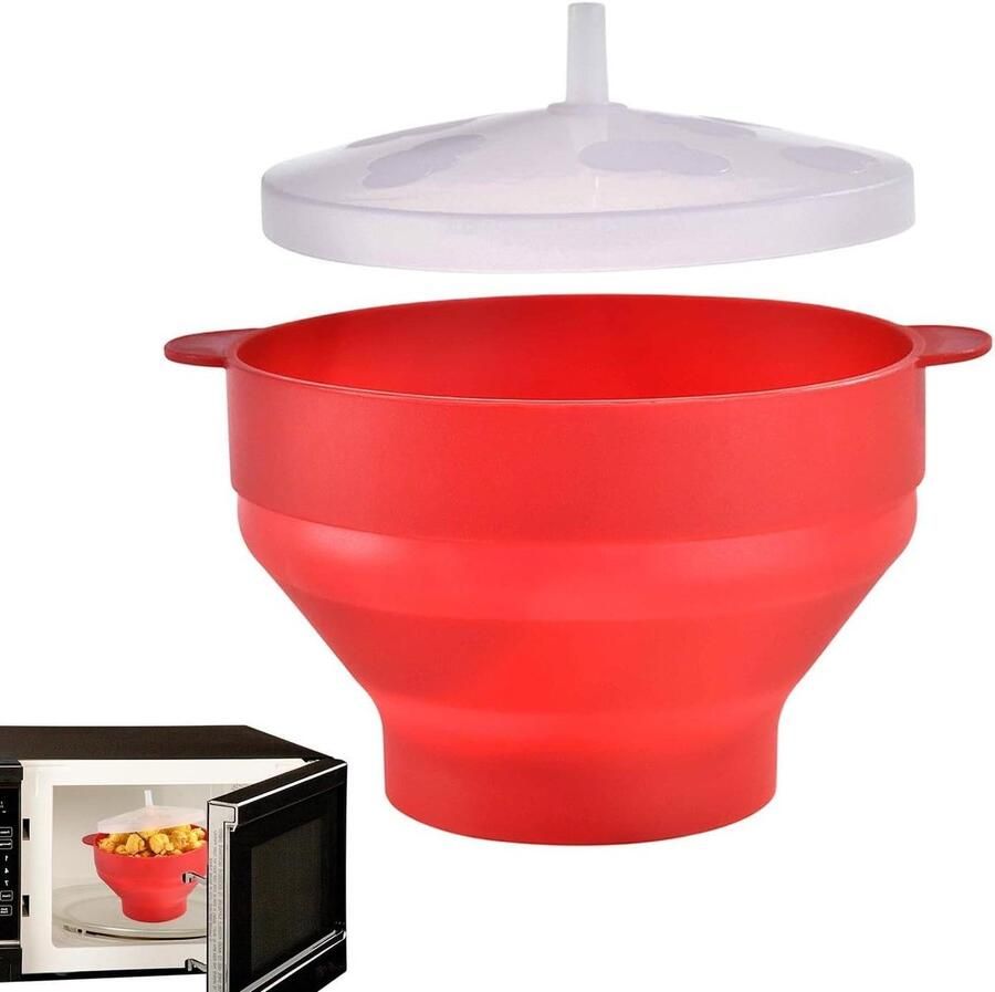 Popcorn Kom Magnetron Popper Snacks Maken Opvouwbaar Ontwerp Compact Formaat Rood