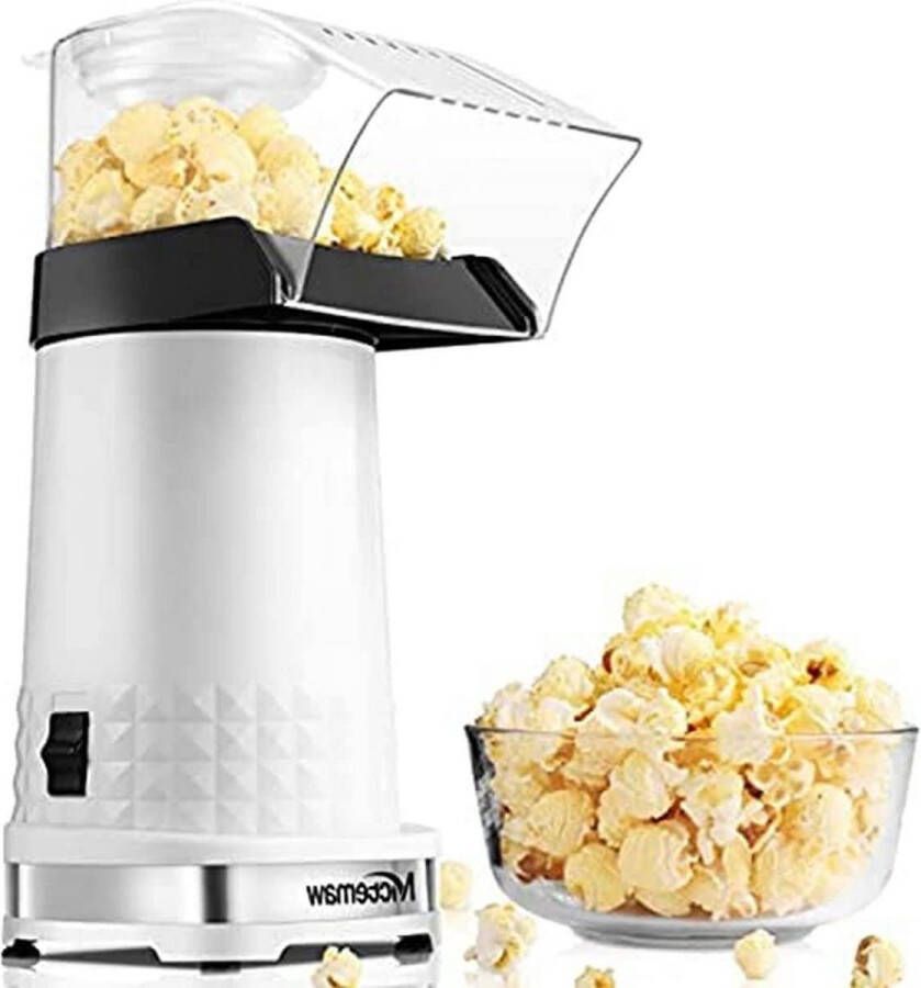 Popcorn machine Elektrisch 1200 W met Maatbeker en Afneembaar Deksel Hete Lucht Geen Witte Olie Nodig