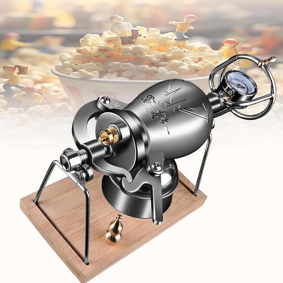 Popcorn Machine Maïs Popper Thuis Snacks Maken Roestvrij Staal 248ml Capaciteit Zilver