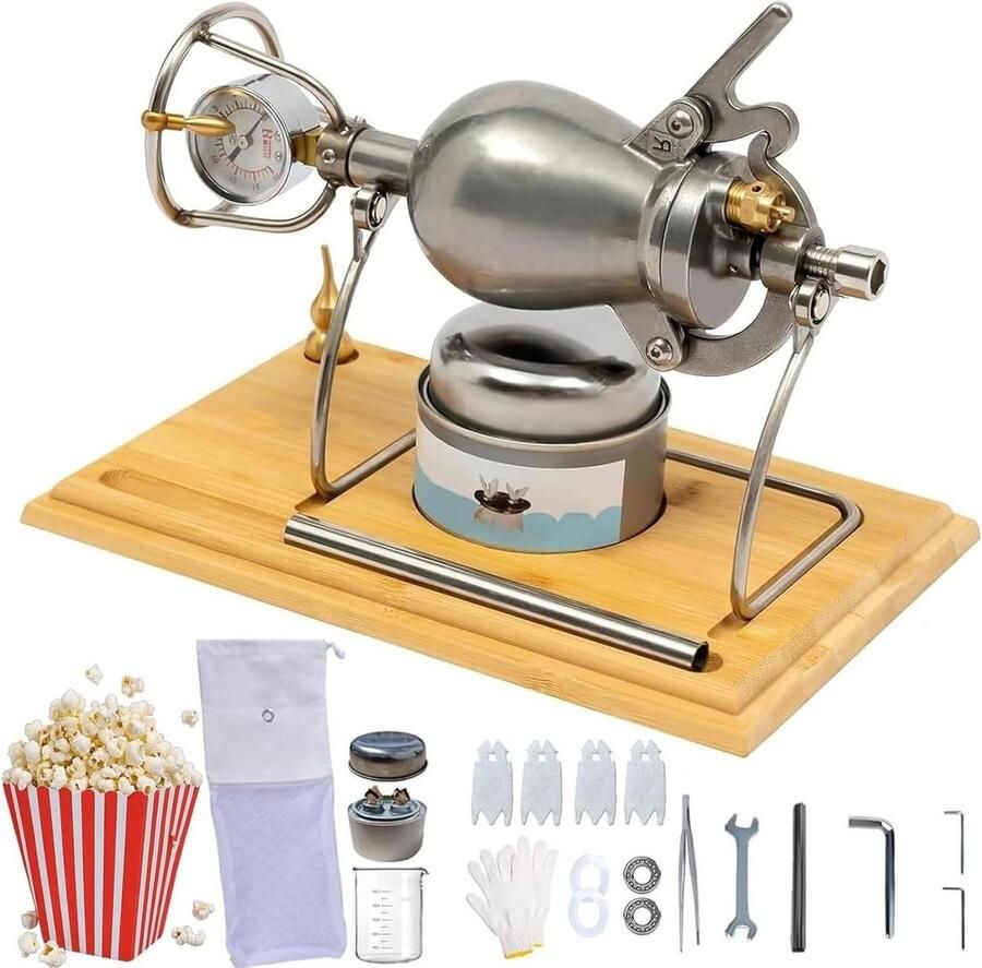 Popcorn Machine Snack Maker Filmavond Thuis Roestvrij Staal 520ml Capaciteit Zilver