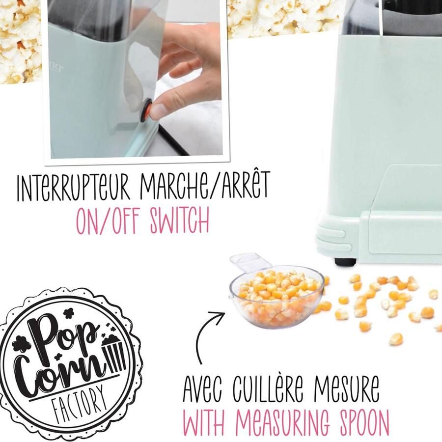 Popcorn machine Popcorn Popcornmakers Popcornmachine 1100W Zonder olie of boter Perfect voor een feestje!