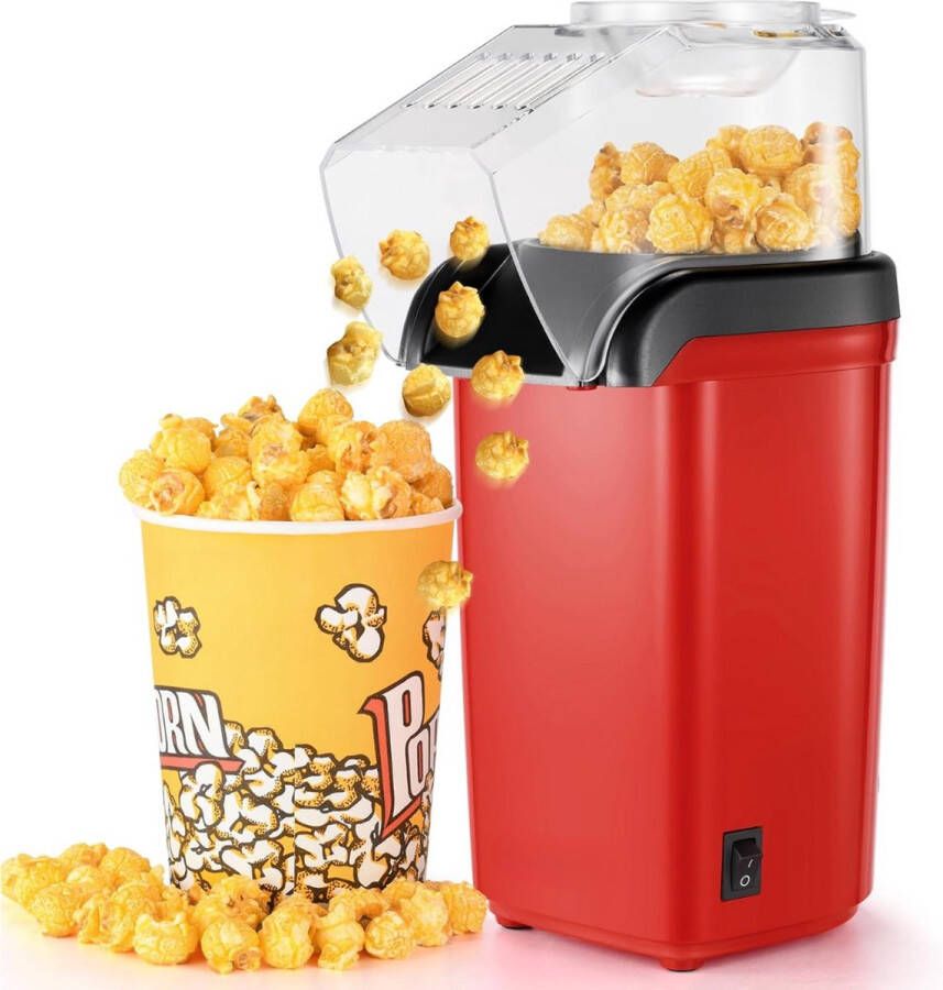 Popcorn Machine Popcornmakers 1200 W Hetelucht One-touch-bediening 2 minuten Zonder Vet en Olie Rood