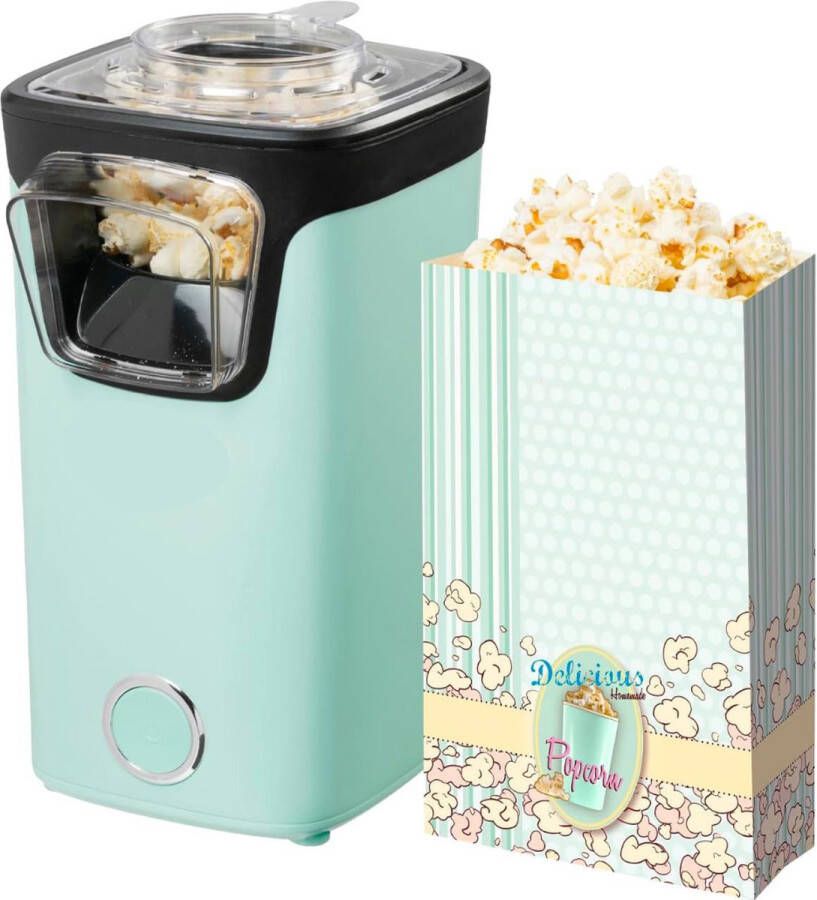 Popcorn Machine Popcornmakers Popcorn in minder dan 2 minuten Incl. 10 Popcornzakjes en Geïntegreerde Maatbeker Groen