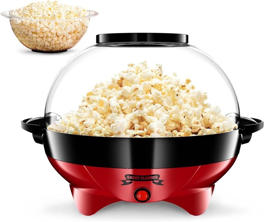 Popcorn Machine Snack Maker Feestelijke Snacks Maken Met Anti-aanbaklaag 5 Liter Capaciteit Rood