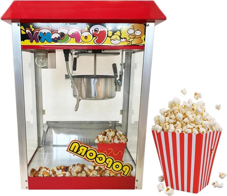 Popcorn Machine Snack Maker Feestjes en Evenementen Roestvrij Staal 200g Per Keer Rood