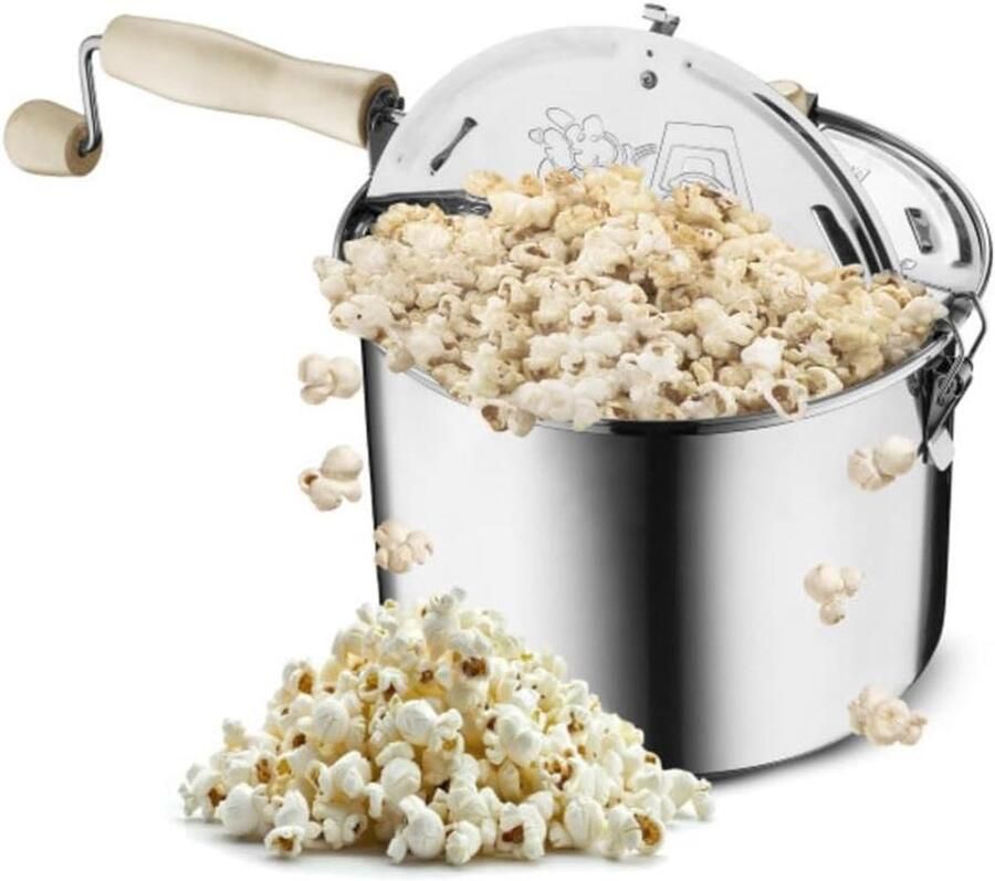 Popcorn Machine Snack Maker Filmavond Thuis Gelijkmatige Warmte 65 Liter Zilver
