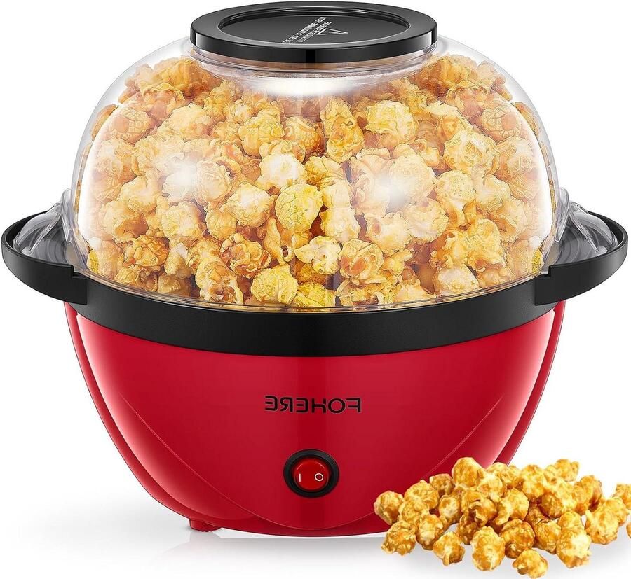 Popcorn Machine Snack Maker Filmavond Thuis Snelle Bereiding 35 Liter Rood