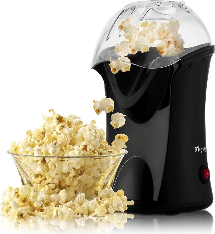 Popcorn Machine Snack Maker Films Kijken Zonder Olie 1200 Watt Zwart