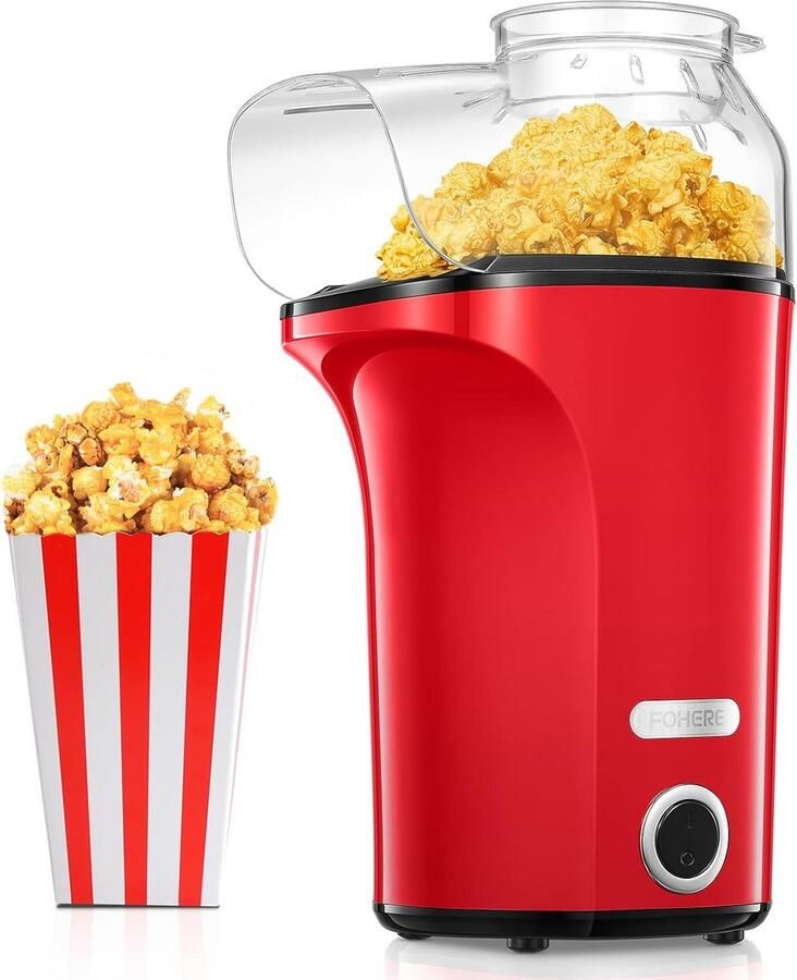 Popcorn Machine Snack Maker Gezellige Filmavond Snelle Hete Lucht 4 Liter Capaciteit Rood