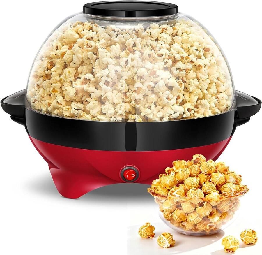 Popcorn Machine Snack Maker Thuis Filmavond Snelle Bereiding 5 Liter Capaciteit Rood