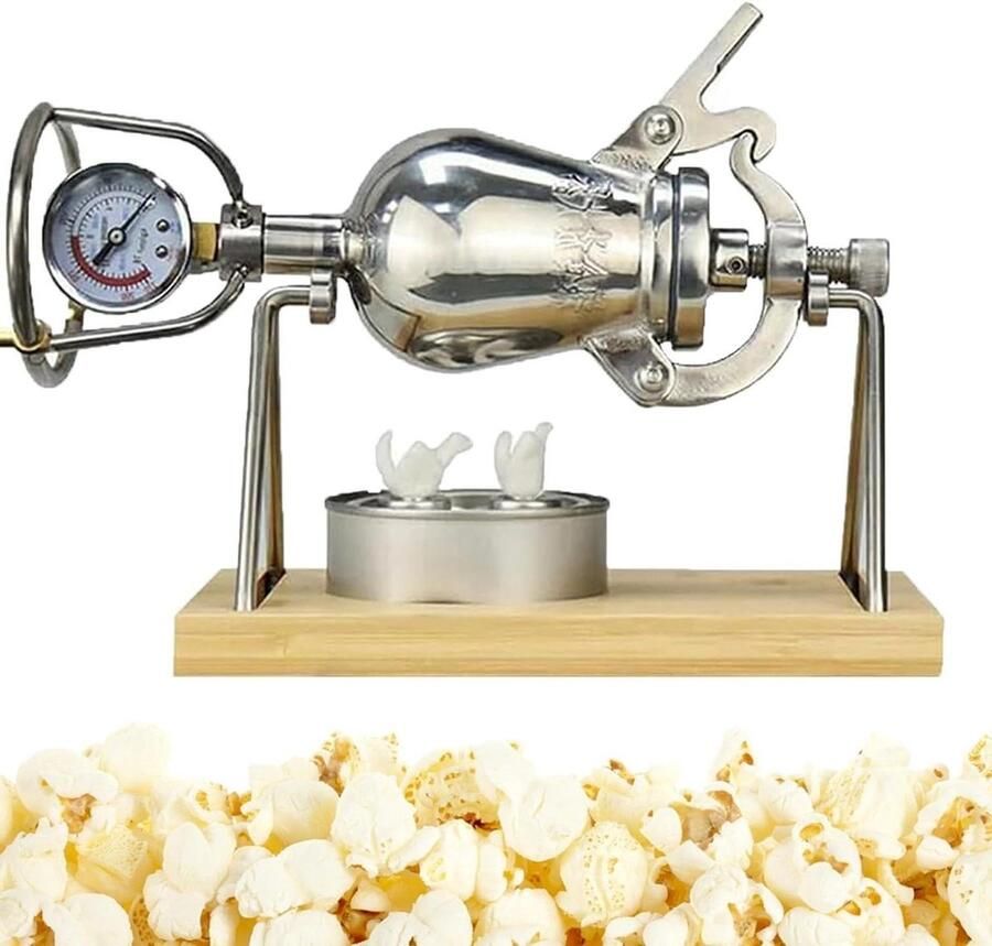 Popcorn Machine Snack Maker Thuis Plezier Handgedraaide Pof 520ml Capaciteit Zilver