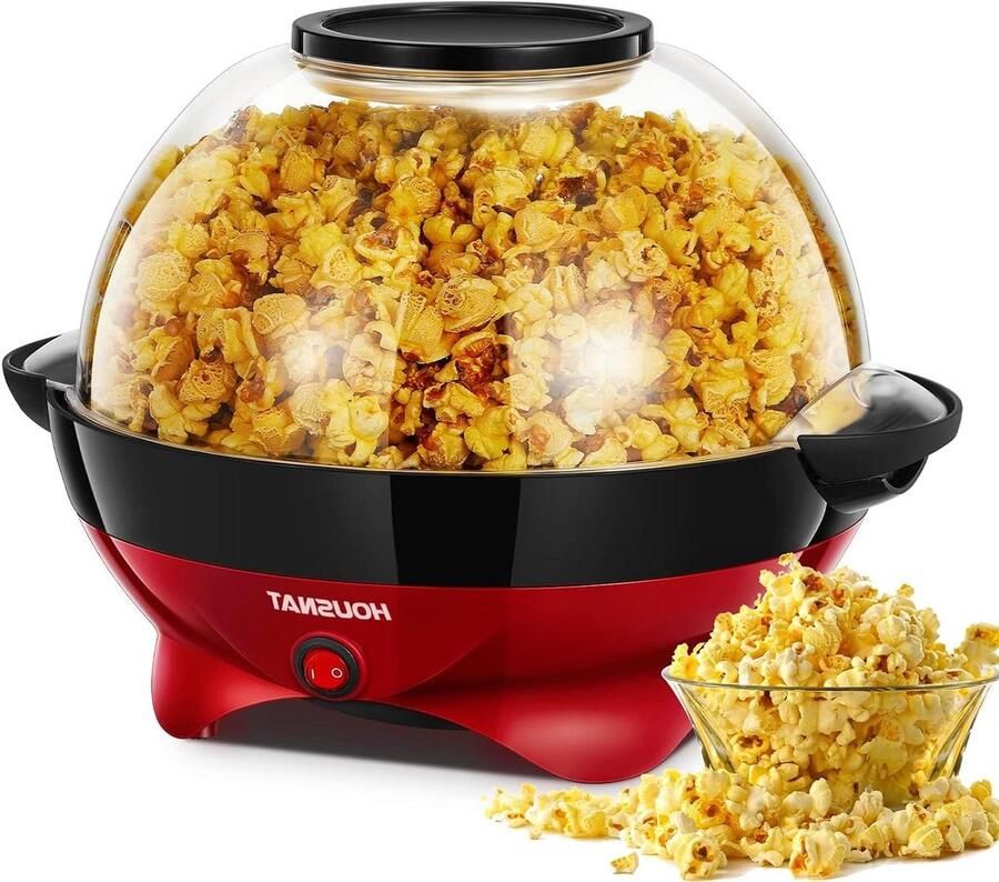 Popcorn Machine Snack Maker Thuis Films Kijken Stille Werking 5.5 Liter Rood