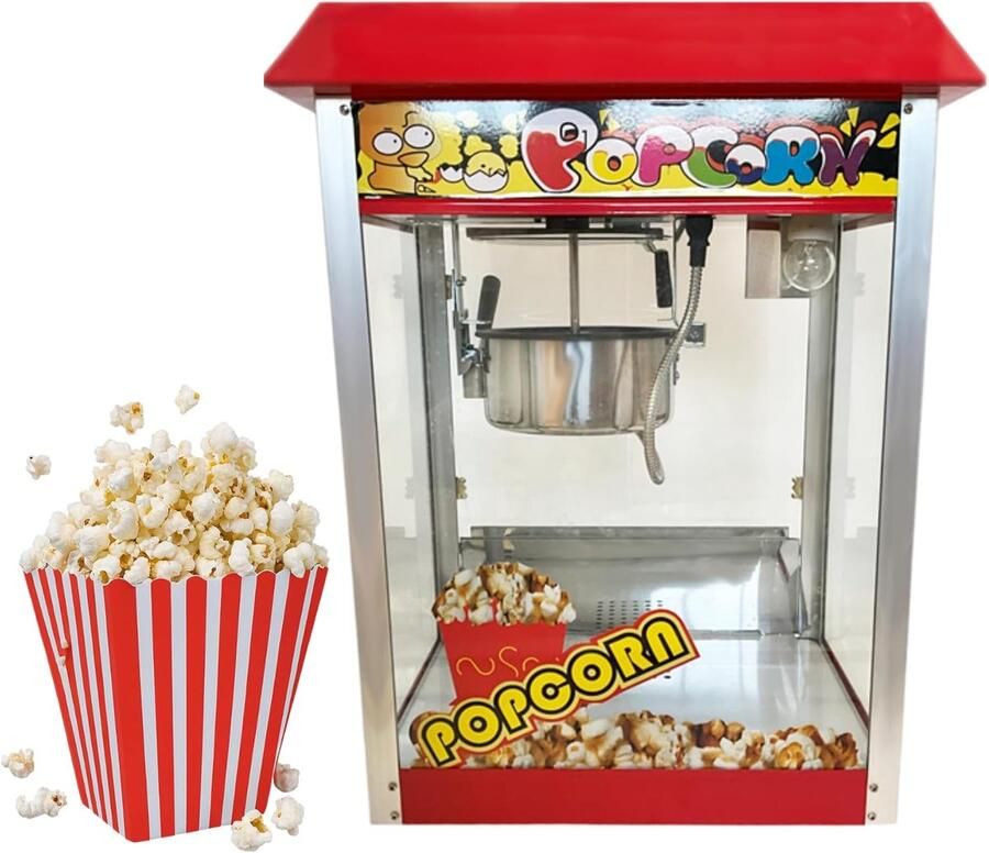 Popcorn Machine Snack Maker Feestjes Organiseren Roestvrij Staal 2.2 Liter Rood