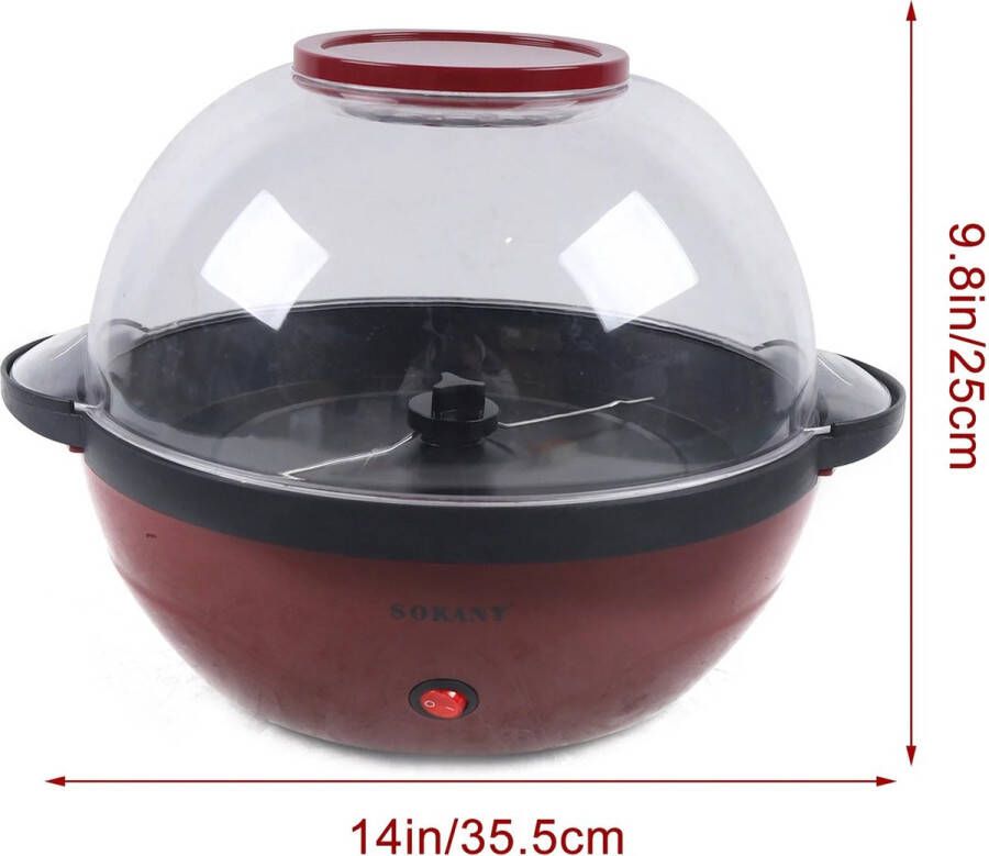 Popcorn Machine voor Thuis Popcornmaker Met Suiker en Olie Verwijderbaar Verwarmingselement 5L Popcorn Popper Niet-klevende Coating Groot Deksel als Serveerplaat