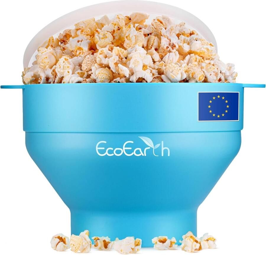 Popcorn Maker Blauwe Krab Opvouwbare Siliconen Popcorn Popper met Deksel Voor Gezonde Snacks Thuis