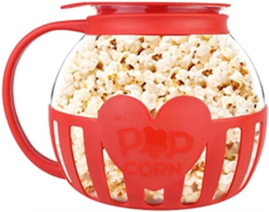 Popcorn Maker Borosilicate Glass Magnetron Vaatwasserbestendig Voor Feestjes Picknicks Rood
