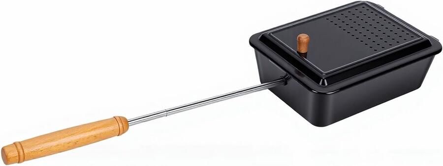 Popcorn Maker IJzeren Pan Kampvuur Snacks Antiaanbaklaag 25 x 19 x 8.5 cm Zwart