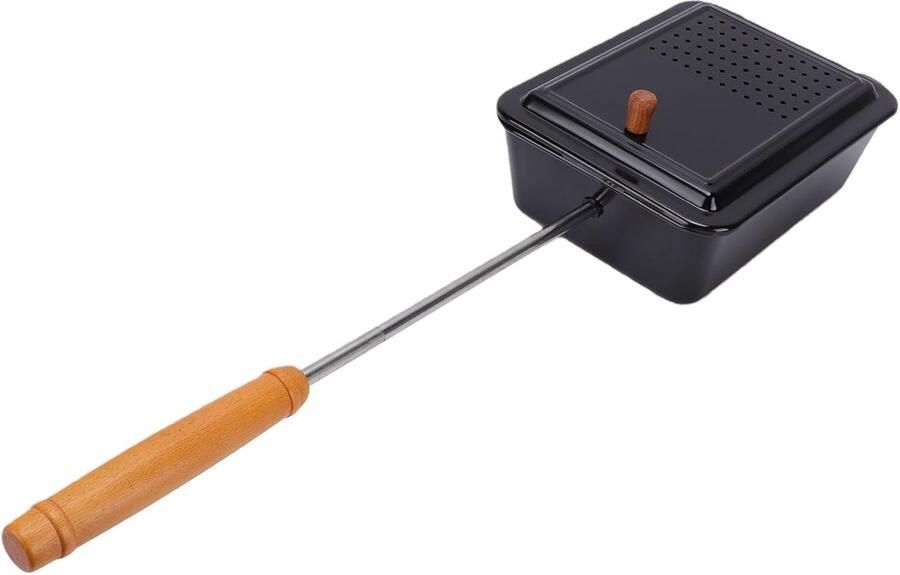 Popcorn Maker Kampeer Kookgerei Buiten Koken Anti-aanbak Laag 35 Liter Zwart
