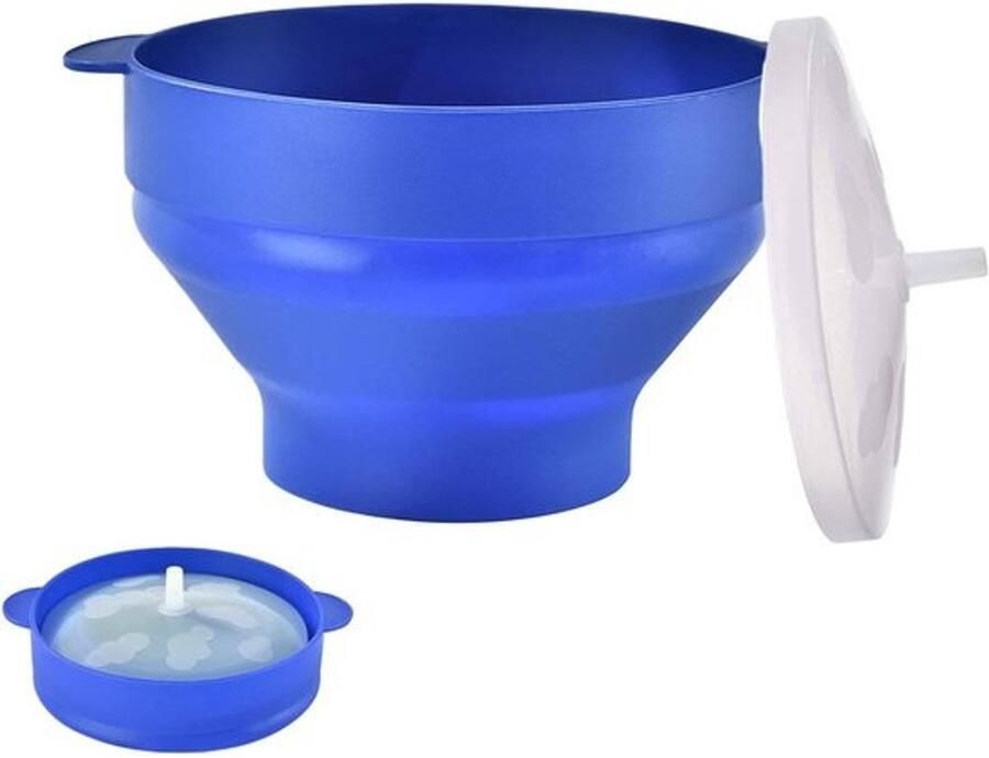 Popcorn Maker Magnetron Bowl Snacks Maken Hittebestendig Siliconen Opvouwbaar Ontwerp Blauw