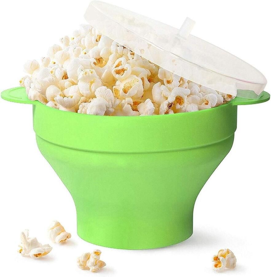 Popcorn Maker Magnetron Kom Snacks Maken Opvouwbaar Ontwerp 15 Kopjes Groen