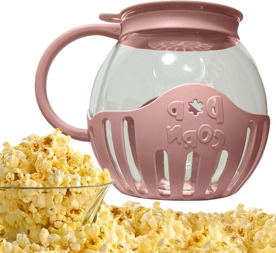 Magnetron Popcornmaker Snack Kom Snelle Snacks Maken Veilig Hittebestendig Materiaal 2.25 Liter Roze
