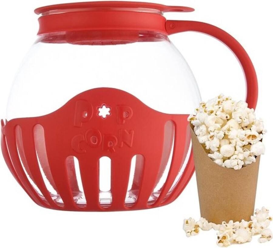 Popcorn Maker Magnetron Popcorn Snacks Maken Hittebestendig Glas 2.1 Liter Rood