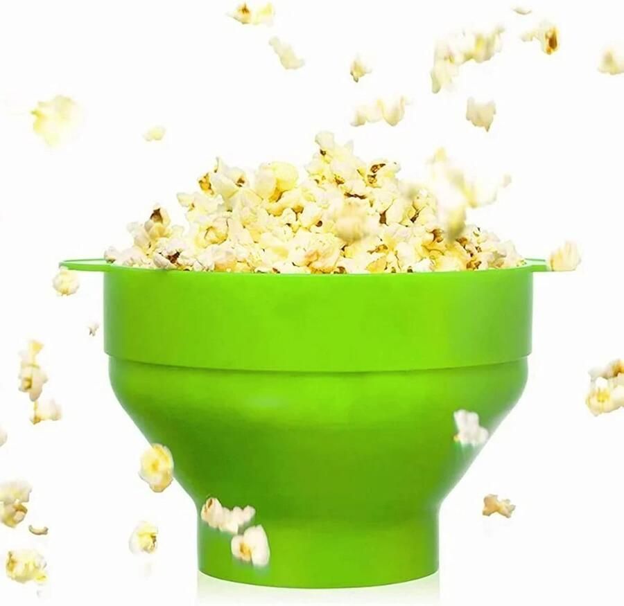 Popcorn Maker Popcorn Kom Thuis Films Kijken Inklapbaar Ruimtebesparend 24cm Breed Groen