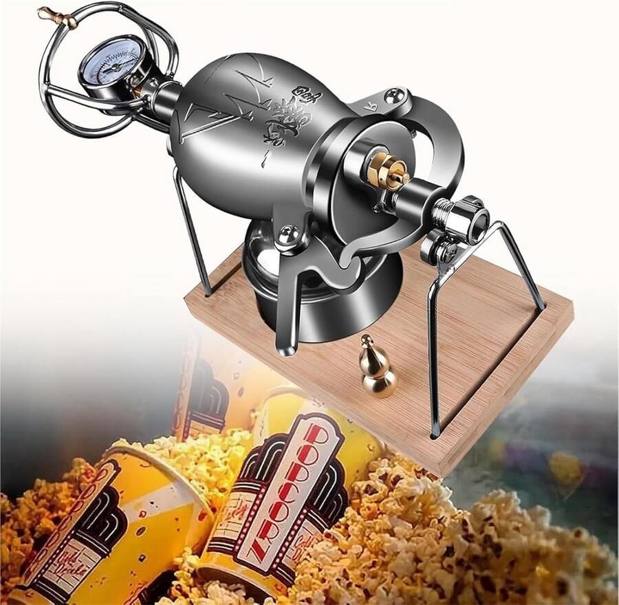 Popcorn Maker Popcorn Machine Feestelijke Snacks Traditioneel Ontwerp 230ml Capaciteit Zilverkleurig
