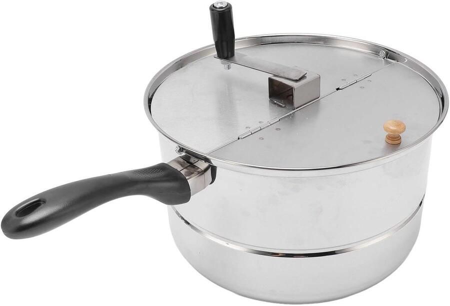 Popcorn Maker Popcorn Pan Filmavond Thuis Roestvrijstaal Ontwerp 28 x 16.5 cm Zilver