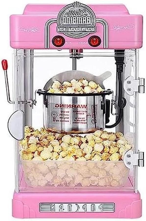 Popcorn Maker Snack Apparaat Thuisbioscoop Genot Volautomatisch Poppen 3-5 Minuten Roze