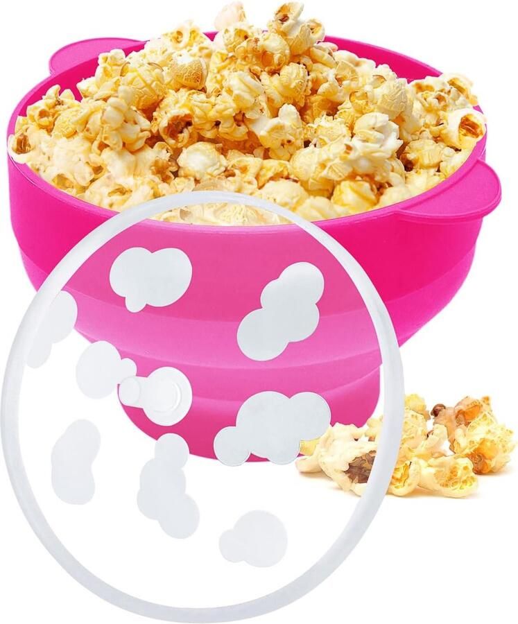 Popcorn Maker Snack Kom Film Avonden Opvouwbaar Ontwerp 24x20x6 cm Roosrood