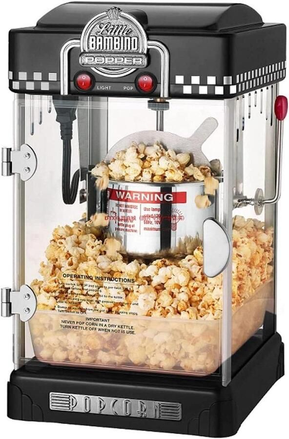 Popcorn Maker Snack Machine Huisbioscoop Feestjes Volledig Automatisch 25x28x46 cm Zwart