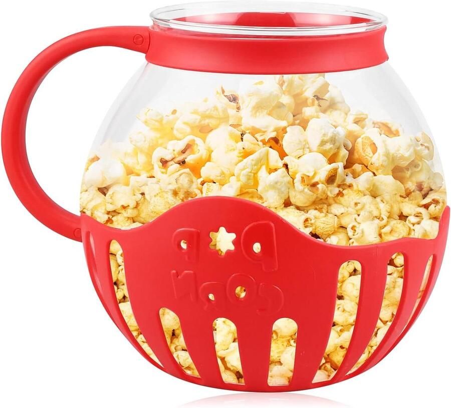 Popcorn Maker Popcorn Popper Snacks Maken Borosilicaat Glas 2 Liter Transparant