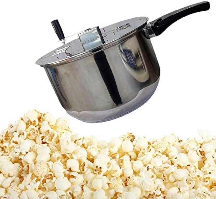 Popcorn Maker Snack Maker Popcorn Maken Roestvrij Staal 29x25.5 cm Zilver