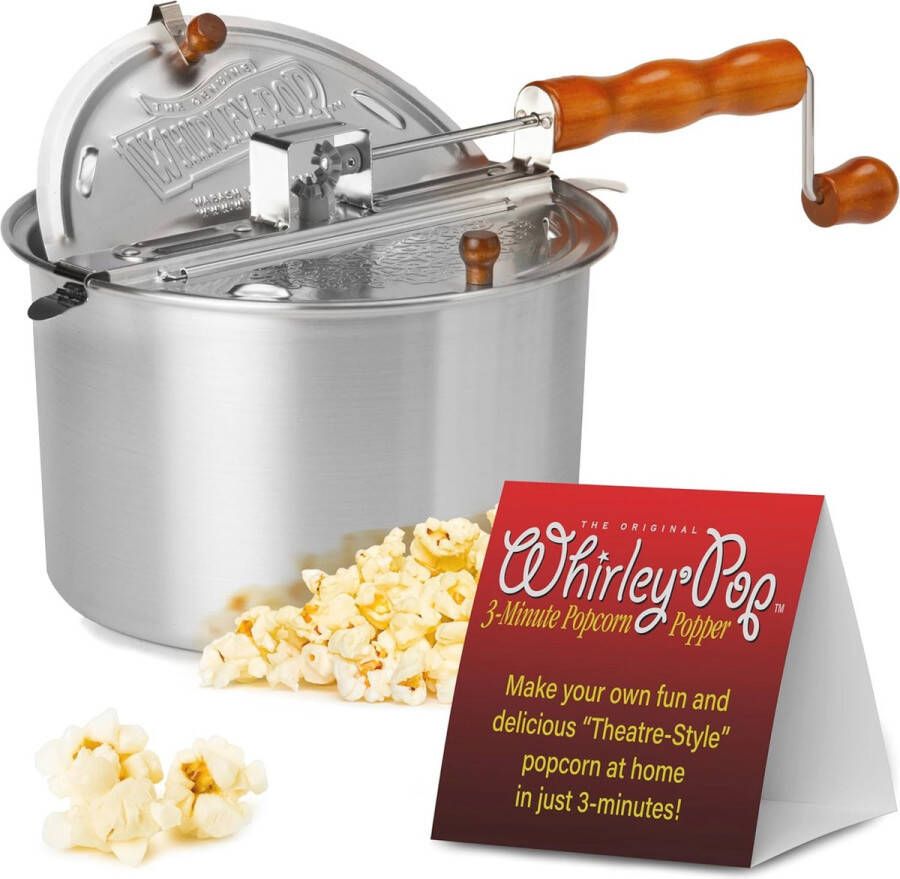 Popcorn Maker voor Theaterkwaliteit Aluminium Popcorn Pot met Handmatige Roermechanisme Snel en Eenvoudig