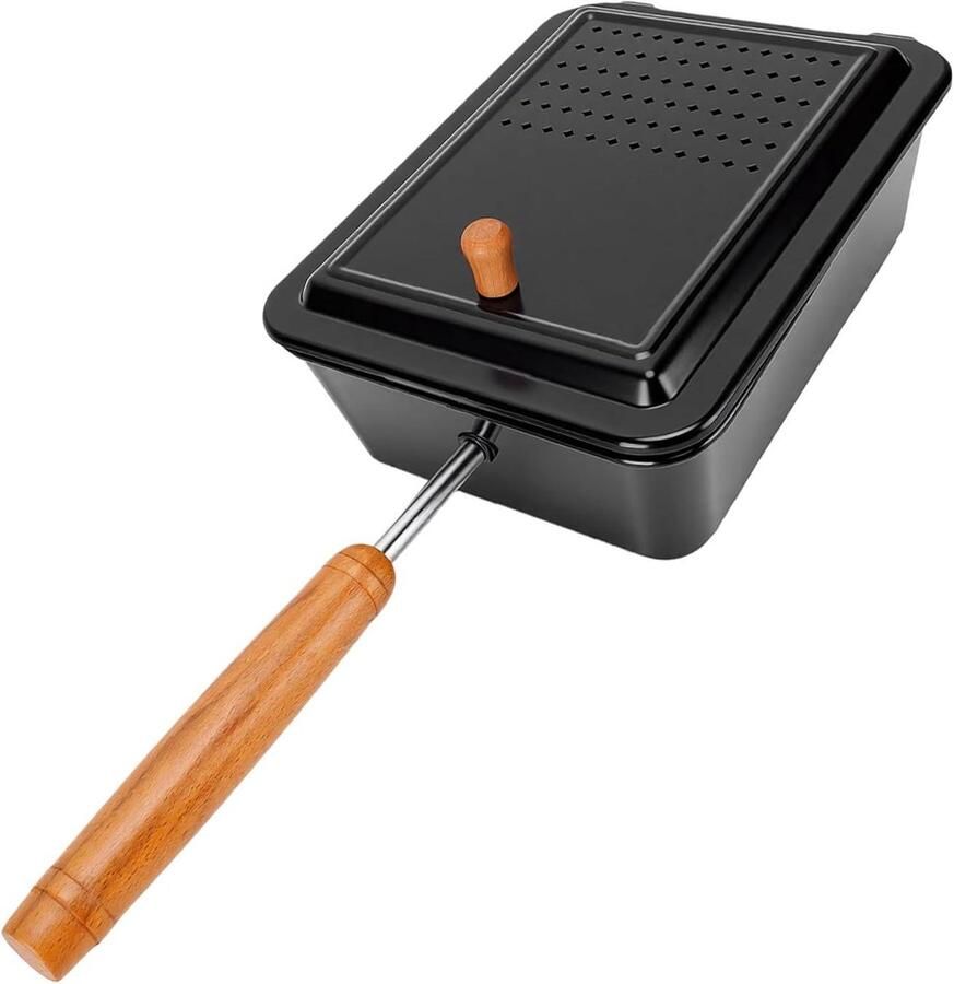 Popcorn Pan Popcorn Maker Popper Filmavonden Antiaanbaklaag 42 cm handvat Zwart