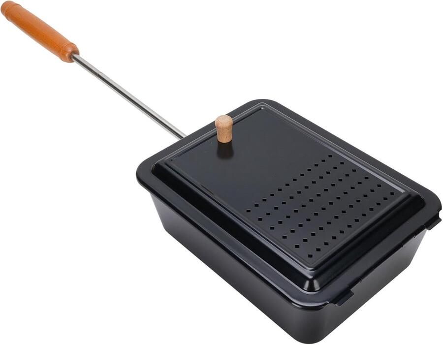 Popcorn Pan Popcorn Maker Thuis Snacks Maken Comfortabele Houten Handgreep Compact Ontwerp Zwart