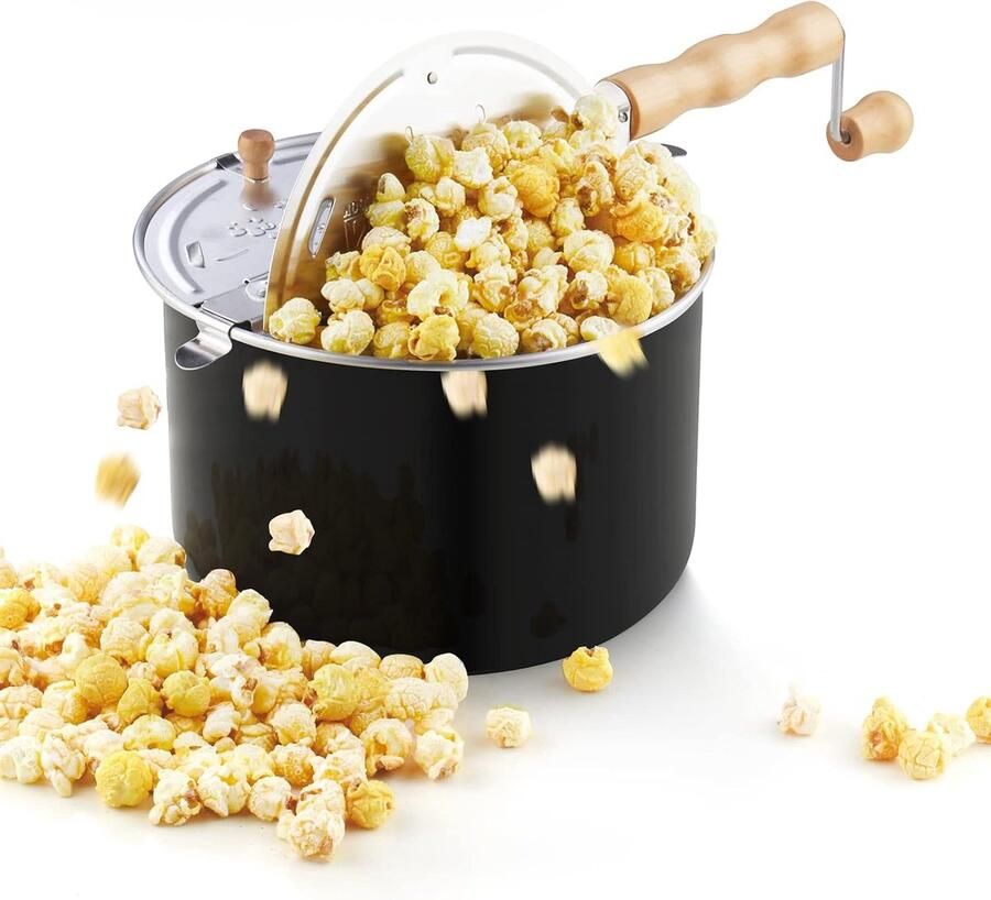 Popcorn Pan Snack Maker Thuis Films Kijken Gelijkmatige Warmte 6 Quarts Zwart