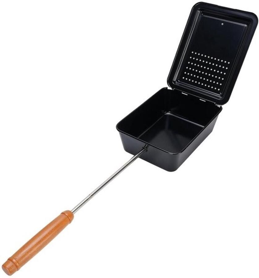 Popcorn Popper Grillpan Snackmaker Kampvuur Buiten Koken Gelijkmatige Warmte 26x22x10cm Zwart