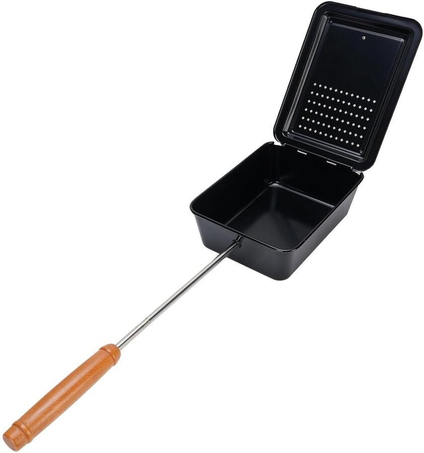 Popcorn Popper Grillpan Snackmaker Kampvuur Buiten Koken Gelijkmatige Warmte 26x22x10cm Zwart