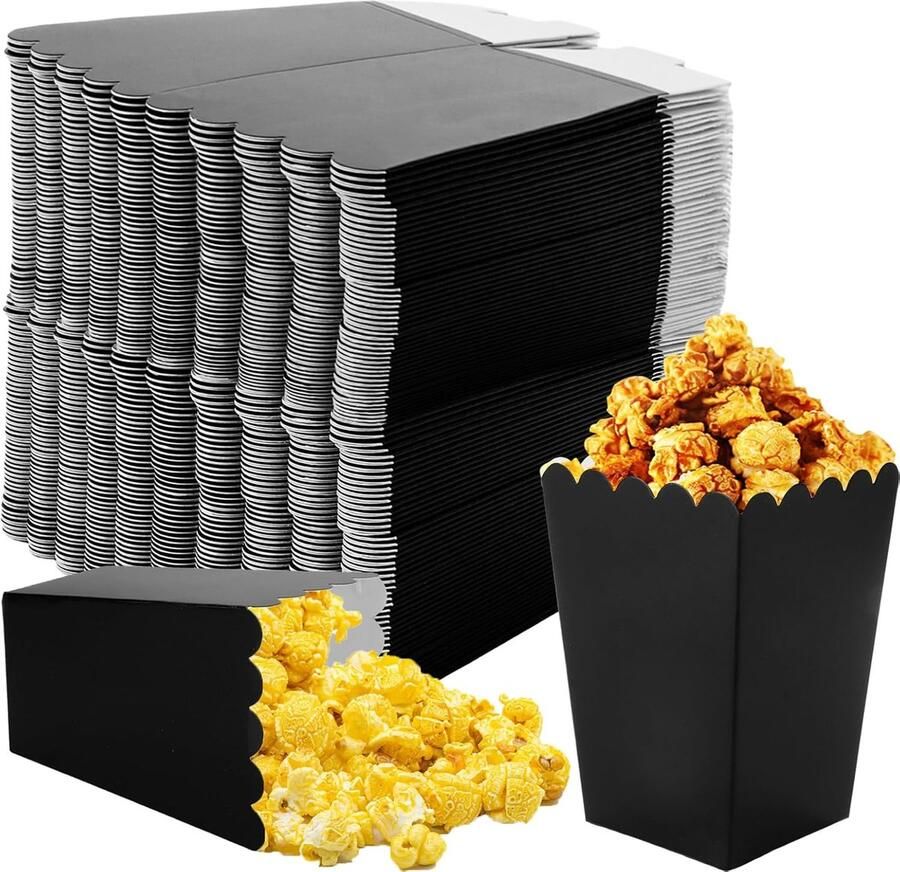 Popcorn Tassen Klein 10.7 x 7.5 x 5.5 cm Herbruikbare Zwarte Popcorn Containers Popcorn Bekers Karton Popcorn Dozen voor Snacks Feest Tassen Verpakking van 100