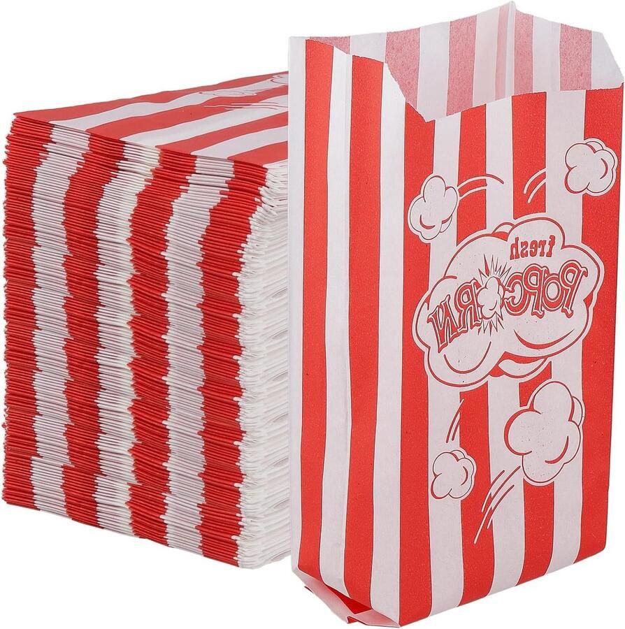 Popcorn zakken voor filmavonden en feesten 400 papieren zakken voor snacks traktaties en evenementen 21 x 9 x 6 cm