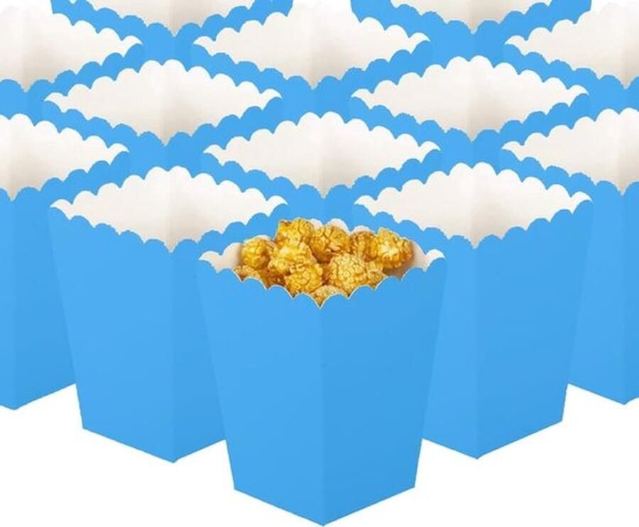 Popcorndozen 50 stuks Kartonnen Snoepdozen Herbruikbare Snackcontainers Eenvoudig Opvouwbaar Golfpatroon Perfect voor Feestjes