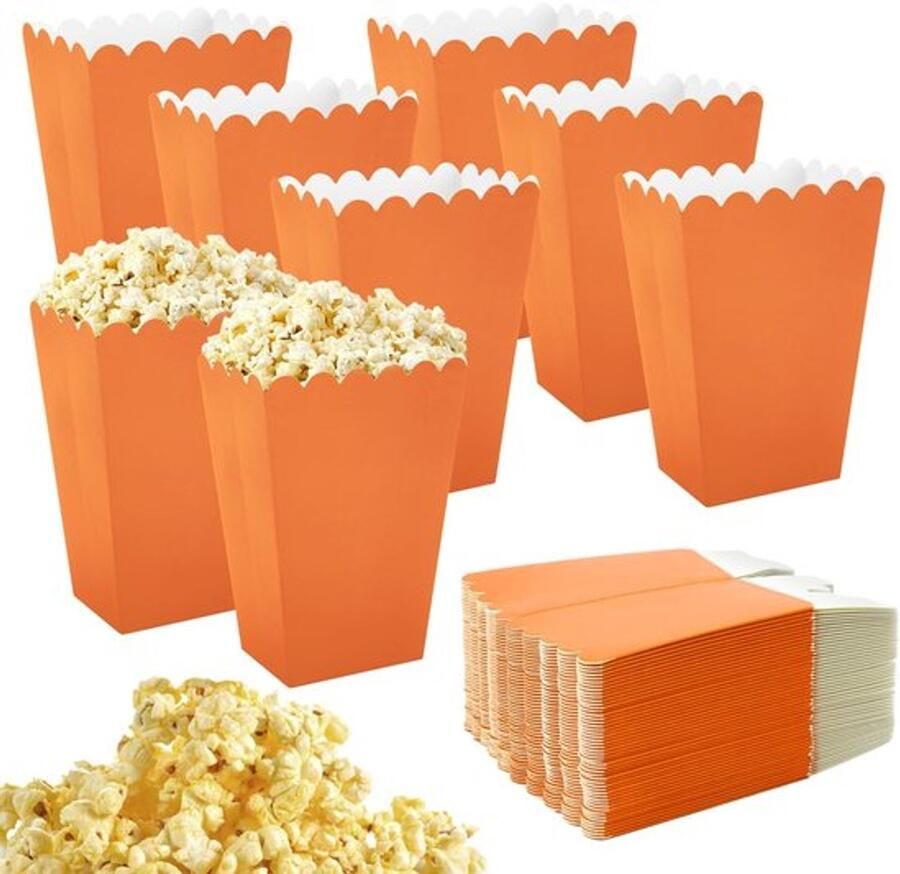 Popcorndozen 50 stuks Popcorncontainers Snoepcontainers Geschikt voor snacks Eenvoudig uitklapbaar Golfpatroon rand Snackdozen